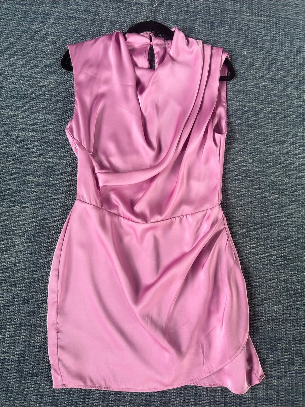 Pink Draped Satin Sleeveless Dress